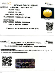 4.80/CT Natural Yellow Sapphire With Govt Lab Certificate (1221)